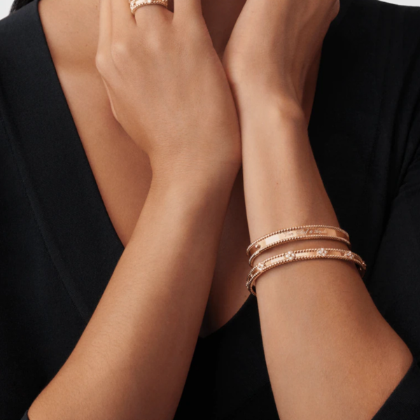 Van Cleef & Arpels Perlee Sweet Clovers Bracelet 18K Rose Gold with Diamonds
