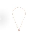 Van Cleef & Arpels Frivole series 18K rose gold diamond-filled small clover necklace for women