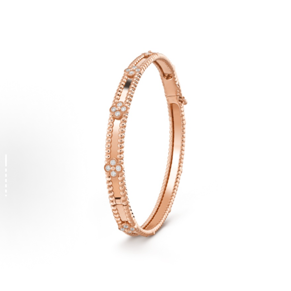 Van Cleef & Arpels Perlee Sweet Clovers Bracelet 18K Rose Gold with Diamonds