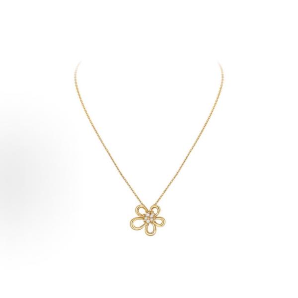 Van Cleef & Arpels Flowerlace series 18K gold Ribbon-shaped design diamond necklace