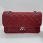 Chanel Red Caviar Leather Seasonal Classic Flap Chain Bag