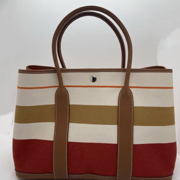Hermes Garden Party 36 Limited Edition Multicolor Striped Tote Bag