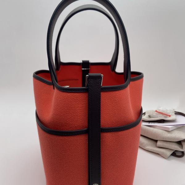 Hermes Cargo Picotin Lock Texas Pink / Saddle Red, Palladium Hardware