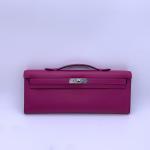 Hermes Kelly Cut Handbag, Rose Pink Swift Leather, Silver Hardware