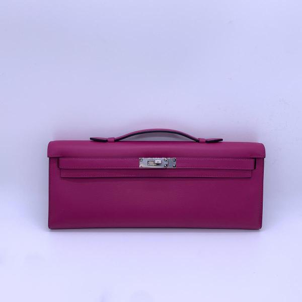 Hermes Kelly Cut Handbag, Rose Pink Swift Leather, Silver Hardware