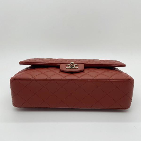 Chanel Medium Classic Flap Chain Bag, Burgundy Lambskin, Double Flap, Light Gold Hardware