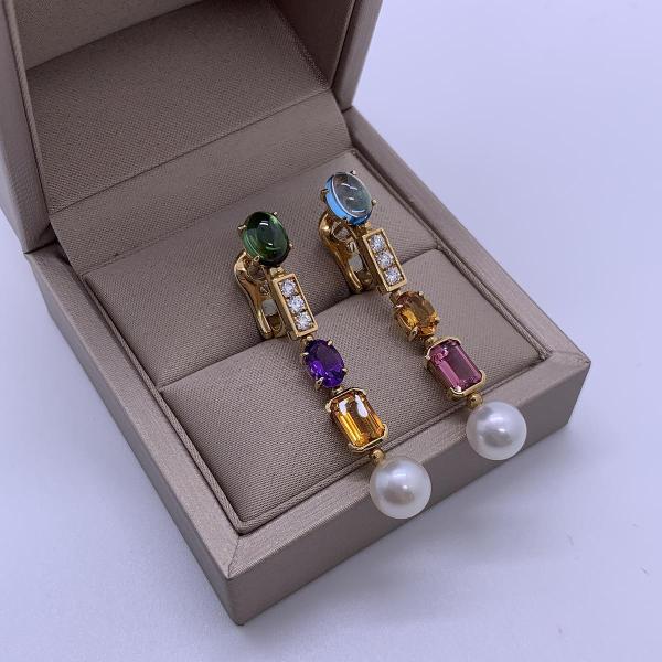 Bvlgari Allegra High Jewelry Collection, Gemset & Pearl Earrings