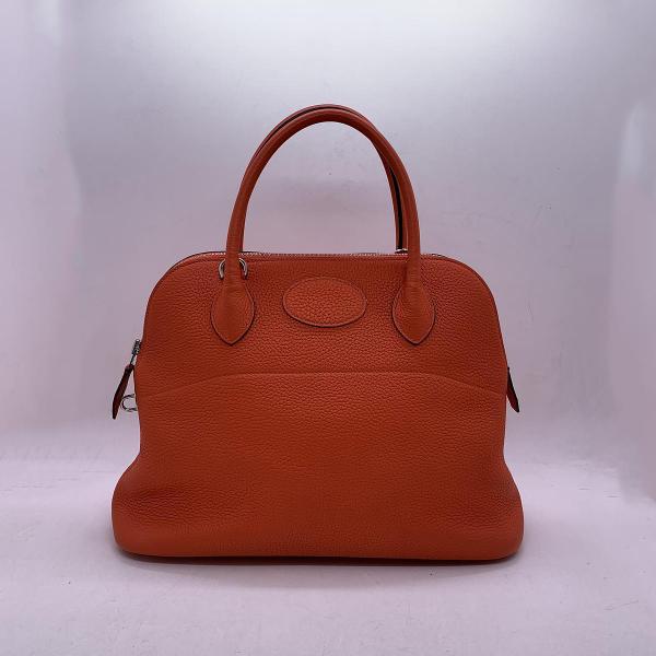 Hermes Bolide 31 Orange Feu Taurillon Clemence Leather Handbag with Shoulder Strap