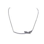 Chanel Ruban Collection 18K White Gold Diamond Bow Necklace
