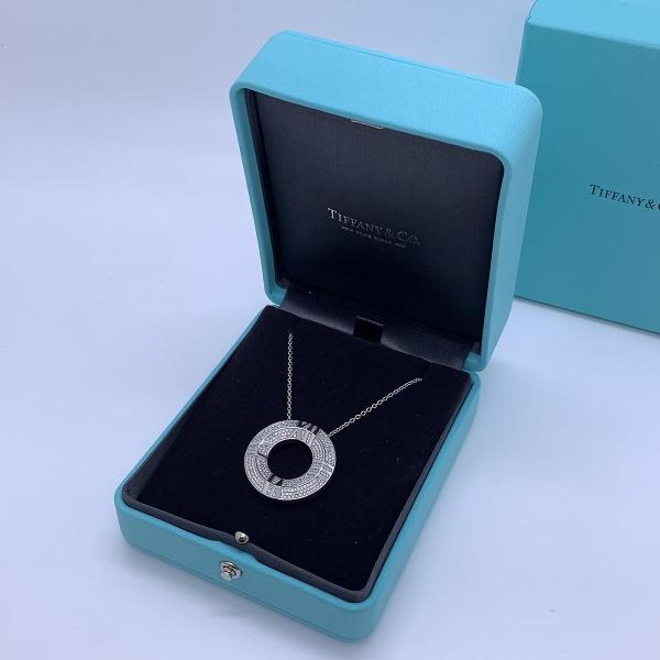 Tiffany & Co. Atlas X Closed Circle Pendant, 18K White Gold, Full Pavé Diamonds