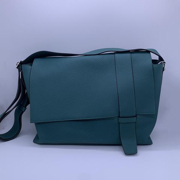 Hermes Alfred Full Leather Peacock Blue Messenger Bag