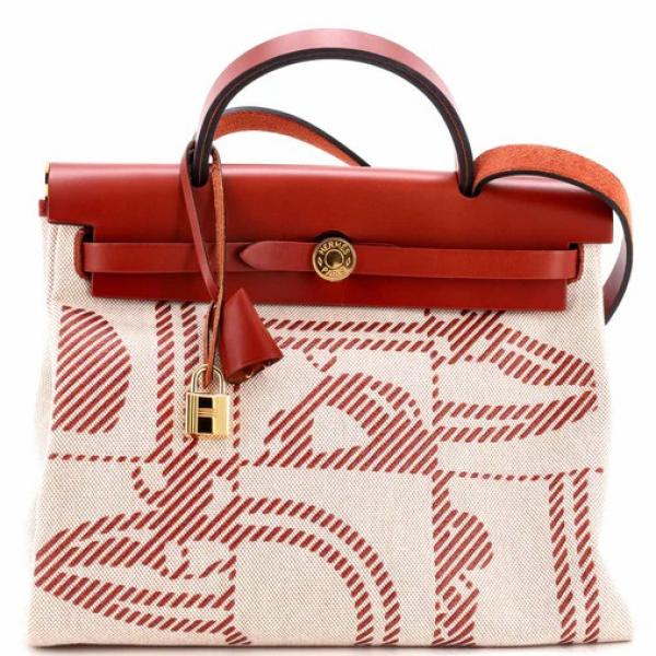 Hermes Herbag Zip Relief Brides de Gala Toile and Leather 31