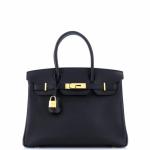 Hermes Birkin Handbag Noir Epsom with Gold Hardware 30