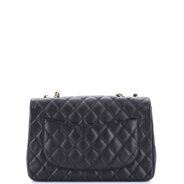 Chanel Classic Single Flap Bag Quilted Caviar Jumbo
