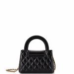 Chanel Kelly Top Handle Shopping Bag Quilted Shiny Aged Calfskin Mini