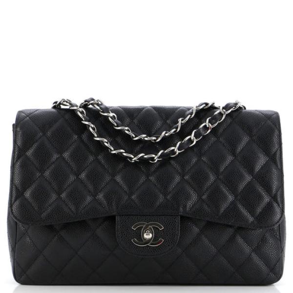 Chanel Classic Single Flap Bag Quilted Caviar Jumbo