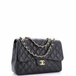 Chanel Classic Single Flap Bag Quilted Caviar Jumbo