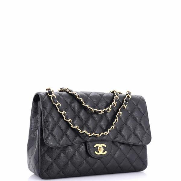 Chanel Classic Single Flap Bag Quilted Caviar Jumbo