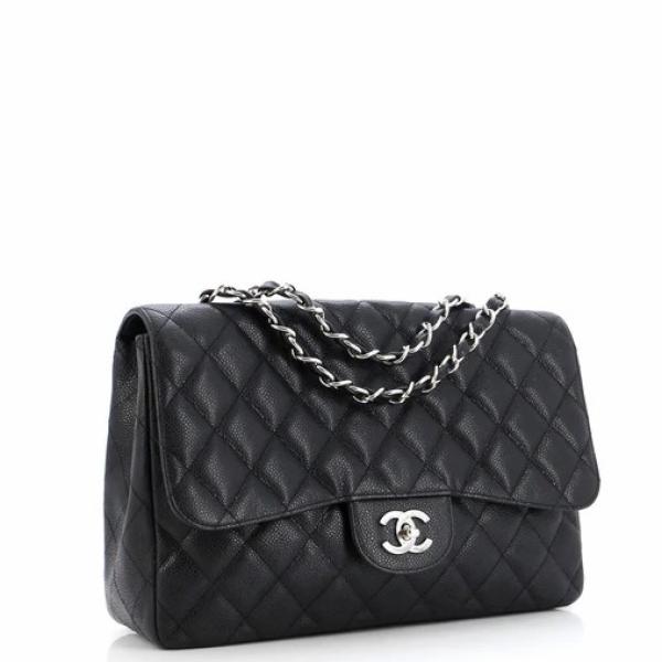 Chanel Classic Single Flap Bag Quilted Caviar Jumbo