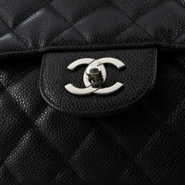 Chanel Classic Single Flap Bag Quilted Caviar Jumbo