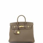 Hermes Birkin Handbag Grey Togo with Gold Hardware 25