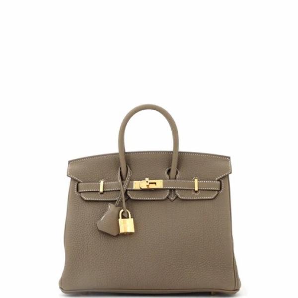 Hermes Birkin Handbag Grey Togo with Gold Hardware 25