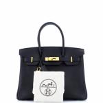 Hermes Birkin Handbag Noir Epsom with Gold Hardware 30