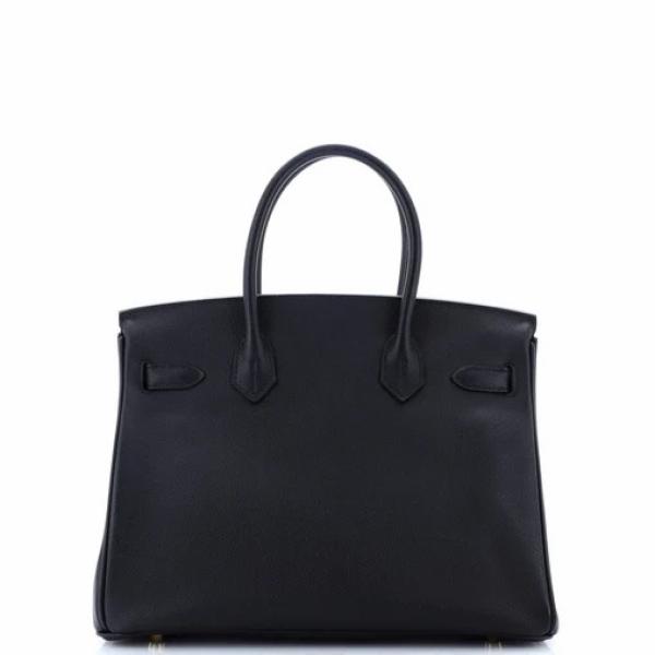 Hermes Birkin Handbag Noir Epsom with Gold Hardware 30