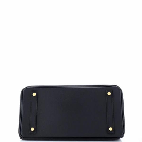 Hermes Birkin Handbag Noir Epsom with Gold Hardware 30