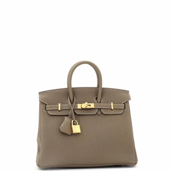 Hermes Birkin Handbag Grey Togo with Gold Hardware 25