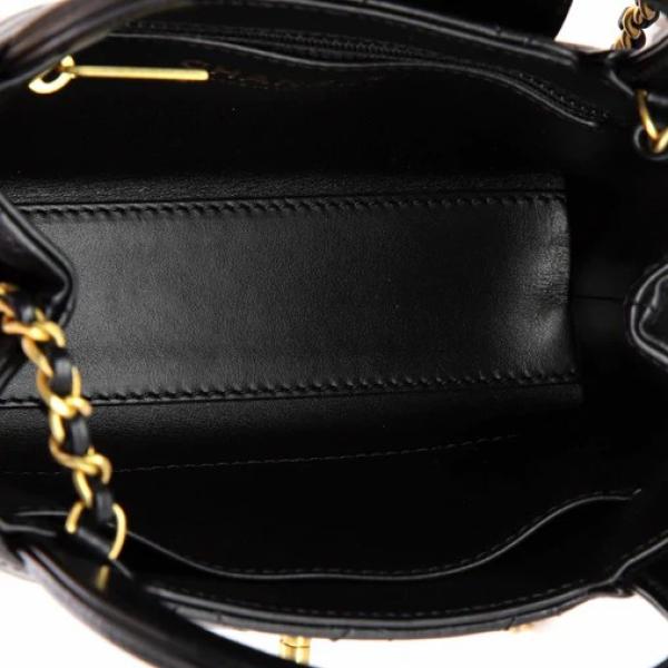 Chanel Kelly Top Handle Shopping Bag Quilted Shiny Aged Calfskin Mini