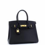 Hermes Birkin Handbag Noir Epsom with Gold Hardware 30