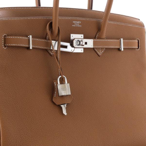 Hermes Birkin Handbag Gold Togo with Palladium Hardware 35