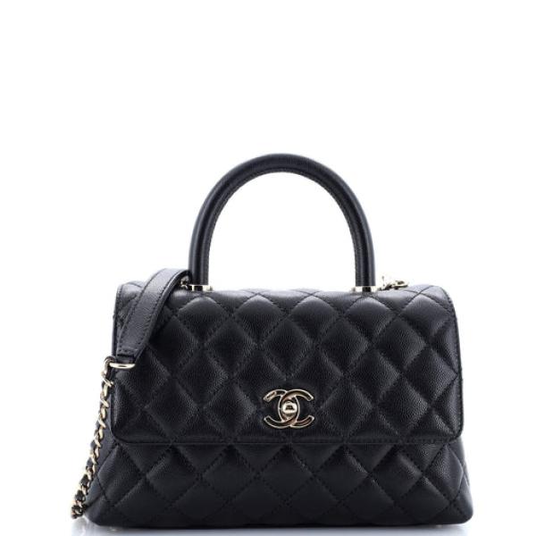 Chanel Coco Top Handle Bag Quilted Caviar Mini