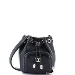 Chanel Business Affinity Drawstring Bucket Bag Quilted Caviar Mini