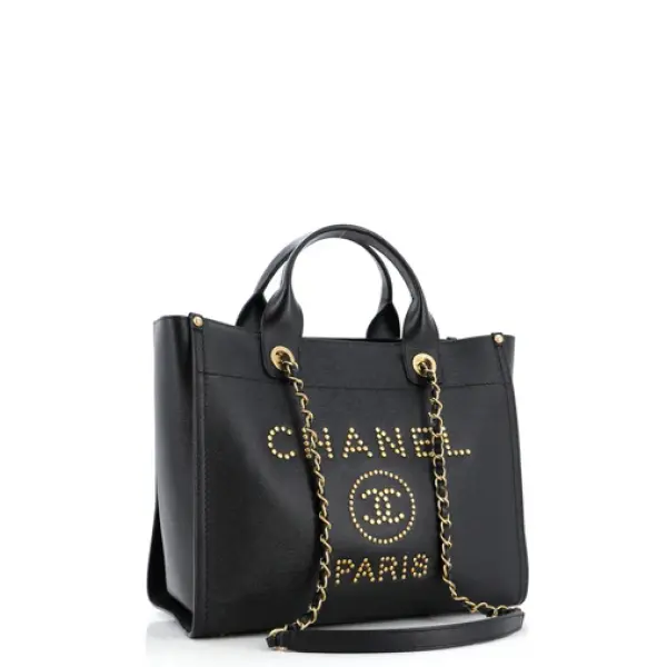 Chanel Deauville Tote Studded Caviar Small