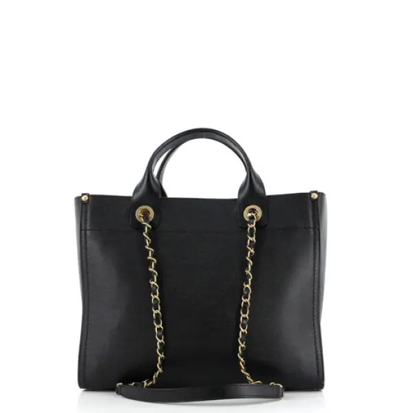 Chanel Deauville Tote Studded Caviar Small