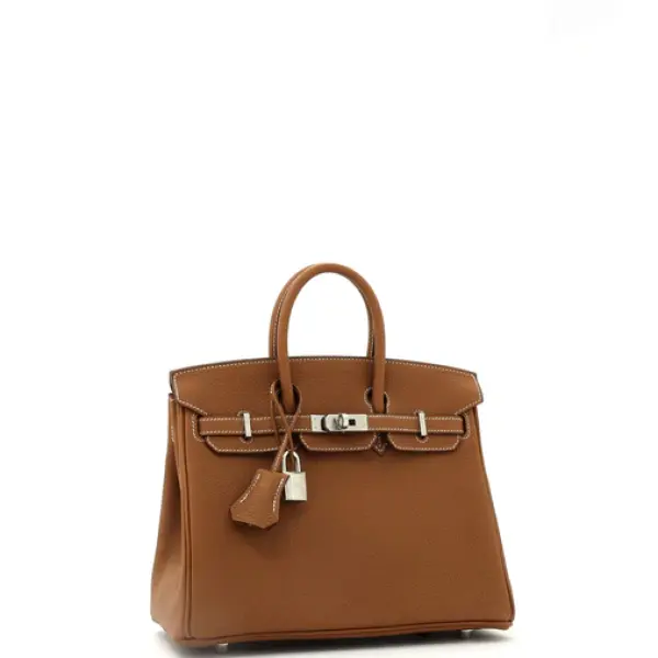 Hermes Birkin Handbag Gold Togo with Palladium Hardware 25
