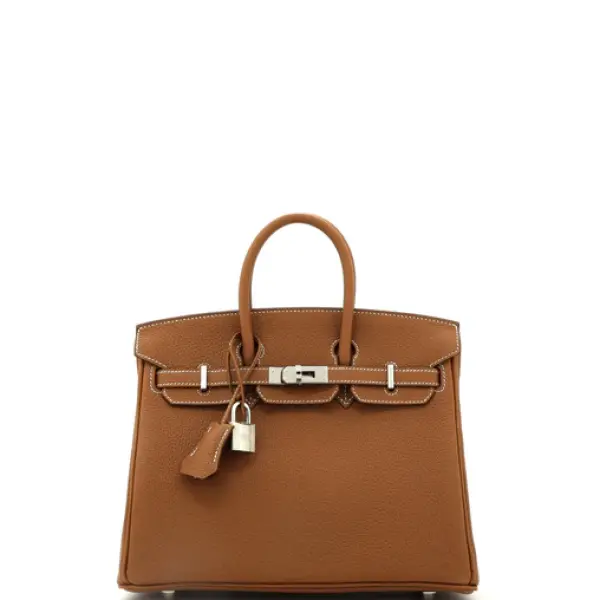 Hermes Birkin Handbag Gold Togo with Palladium Hardware 25