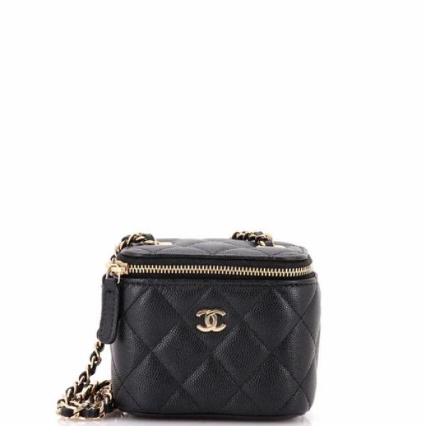 Chanel Classic Vanity Case with Chain Quilted Caviar Mini
