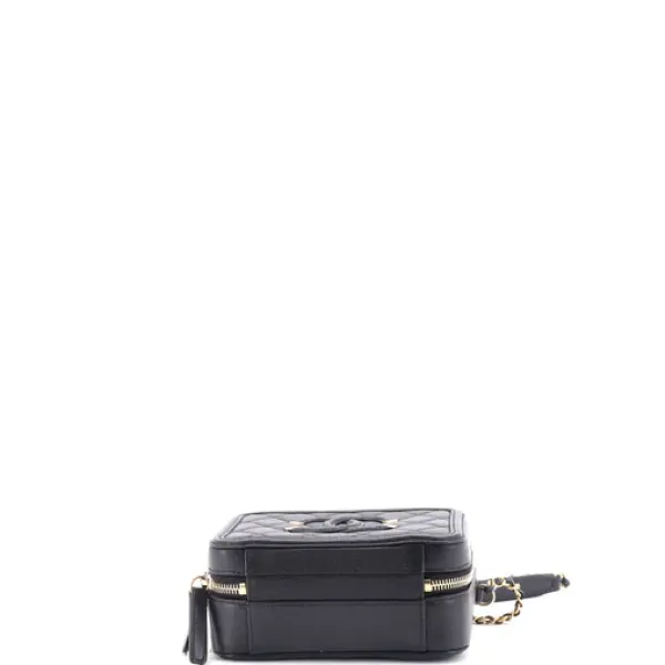 Chanel Filigree Vanity Case Quilted Caviar Small