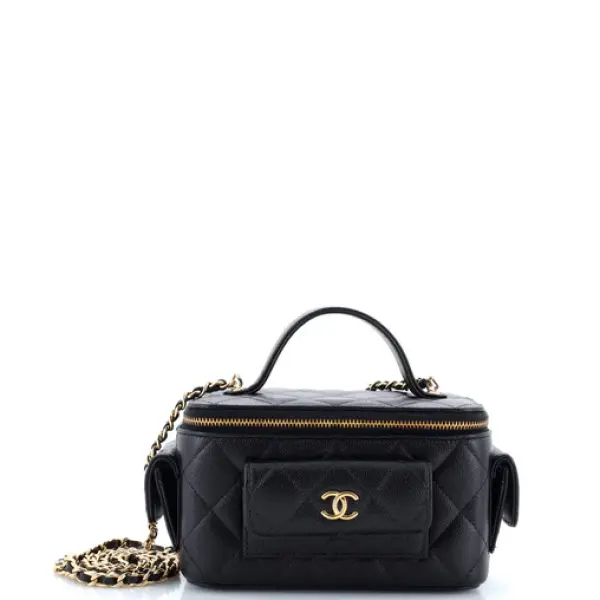 Chanel Quilted Polly Pocket Top Vanity Quilted Caviar East West