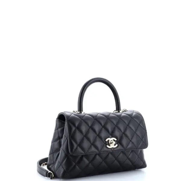 Chanel Coco Top Handle Bag Quilted Caviar Mini