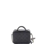 Chanel Filigree Vanity Case Quilted Caviar Small