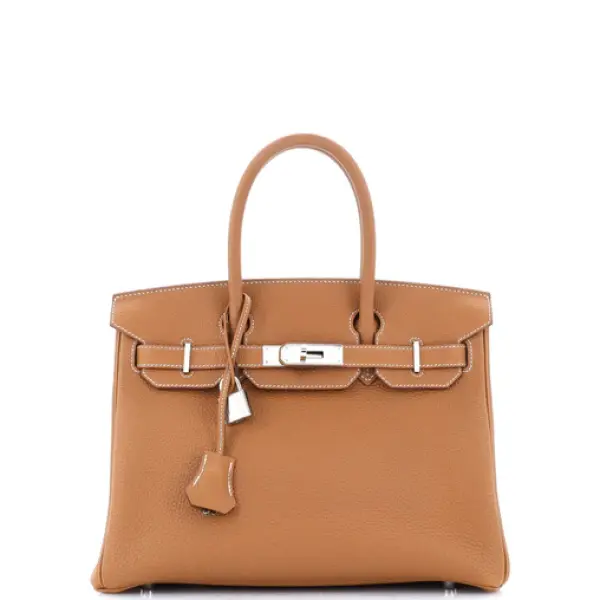 Hermes Birkin Handbag Gold Togo with Palladium Hardware 30