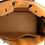 Hermes Birkin Handbag Gold Togo with Palladium Hardware 25
