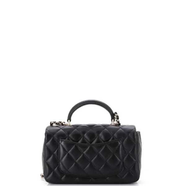 Chanel Classic Single Flap Top Handle Bag Quilted Iridescent Lambskin Mini