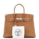 Hermes Birkin Handbag Gold Togo with Palladium Hardware 35