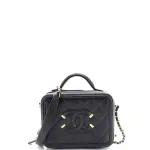 Chanel Filigree Vanity Case Quilted Caviar Small