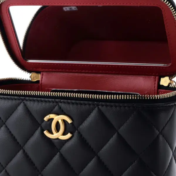Chanel Sweet Camellia Vanity Case with Chain Quilted Lambskin Small